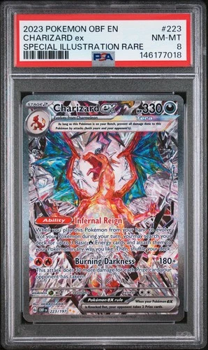 2023 POKEMON OBSIDIAN FLAMES SPECIAL ILLUSTRATION RARE #223 CHARIZARD EX PSA 8