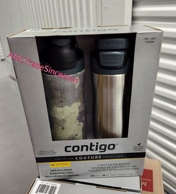 2 Pack Contigo Autoseal 20oz Vacuum Insulated Stainless Steel Water Bottle