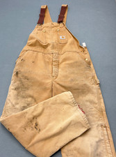 Carhartt Bib Overalls Mens 42x29 Beige Quilt Lined Double Knee Workwear R02