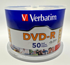50 VERBATIM Blank DVD-R DVDR 16X 4.7GB Recordable Logo Branded Media Disc 97176