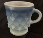 Vintage Anchor Hocking Fire King Blue Coffee Cup Mug Kimberly Diamond Pattern