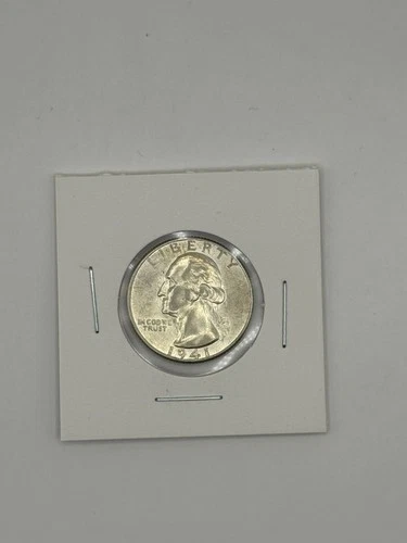 1941 Washington Silver Quarter – 90% Silver – Choice AU/BU Look – US Coin