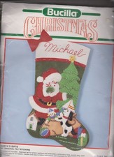 NEW Bucilla Vintage SANTA'S GIFTS Stocking Kit 18" Felt 90s 1990s 82822 FREESHIP