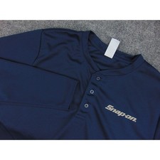Snap-on Henley Shirt Mens Large Navy Blue Solid Long Sleeve Performance Workwear