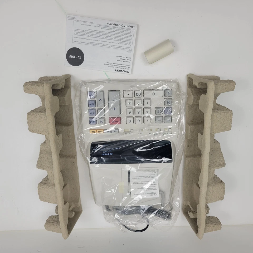 Sharp EL1197P Two-Color Printing Desktop Calculator Black/Red New Damaged Box - Image 2 of 4