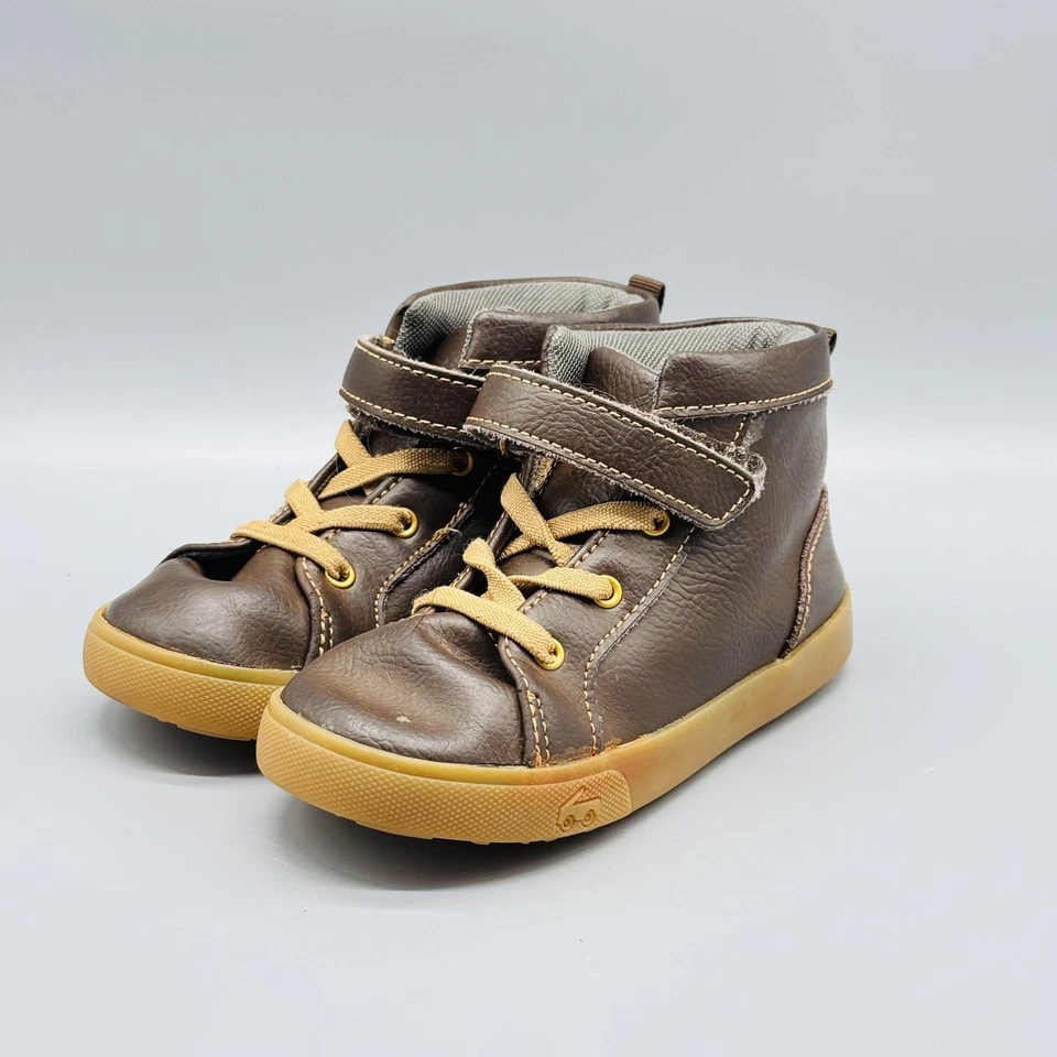 See Kai беговых кроссовок детей 11 коричневый кожаный Hudson высоты верхний кроссовок крюк петля ботинки - Изображение 4 из 4