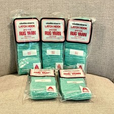 Set of 5 Vintage Pkgs Columbia-Minerva Latch Hook Rug Yarn 2.5" Mint 3240 Green
