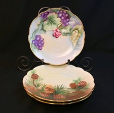 Rosenthal 3 Cabinet Plates 8" Grapes Cones Pears by K. Mayer 1898-1910 Bavaria