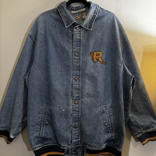 VTG Rocawear Denim Jacket Men’s XX-Large Button Up Embroidered Logo 2000s Y2K - Picture 3 of 8