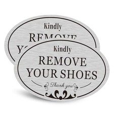 2 PACK Kindly Remove Your Shoes Oval Please Take Off Your Shoes No Shoes Sign
