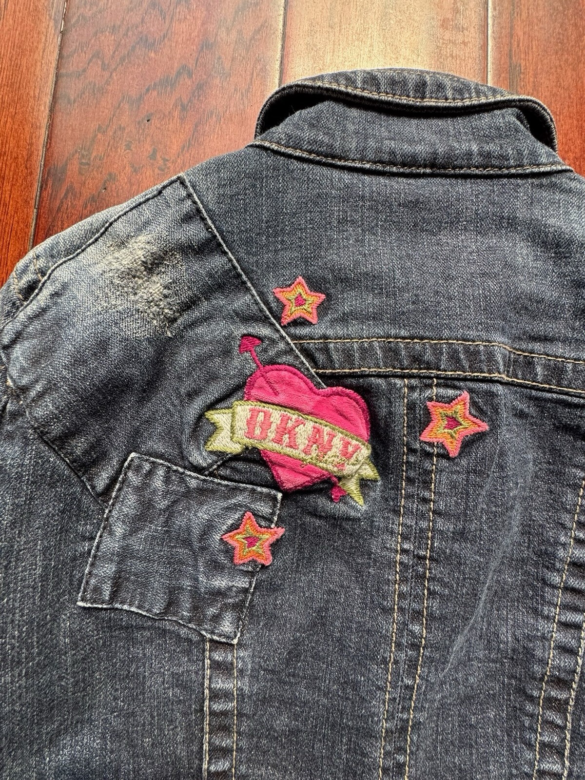 DKNY Denim Patchwork Jacket Vintage - image 6