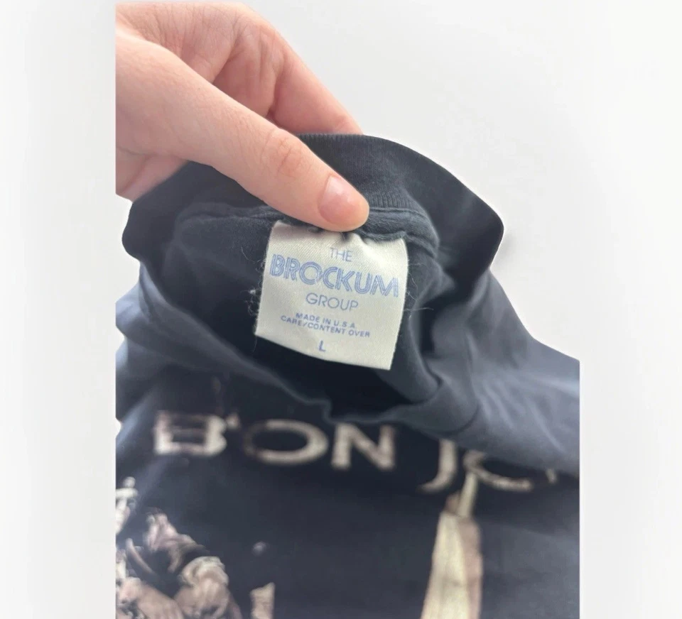 复古 1992 年“Keep The Faith”Bon Jovi 单曲 Stich 黑色乐队大号 T 恤 — 第 4/4 张图片