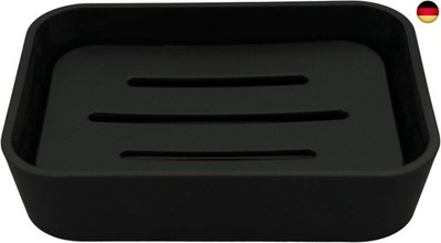 PARSA Beauty Seifenschale schwarz ? rutschfeste Seifenablage mit Rubber Finish
