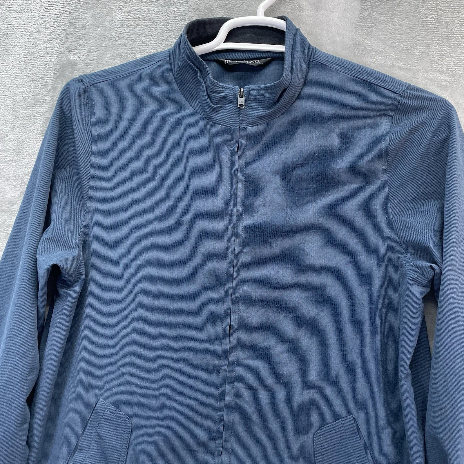 Travis Mathew jacket Men's Small Blue Road Soda Lightweight Windbreaker Golf zip