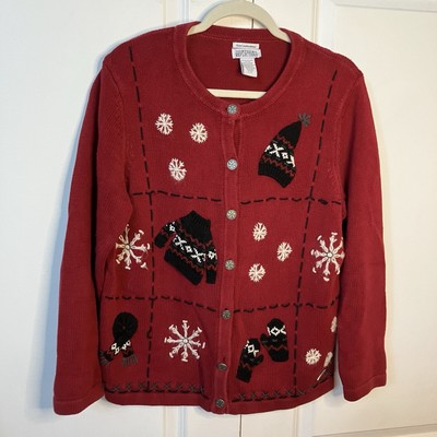 Vintage Northern Reflections Cardigan Womens L Ugly Christmas Sweater Holiday