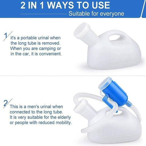 Urinal with Hose Bedpan Male~Urinal Urine Bottle Sealable with I1E7 - Zdjęcie 8 z 10