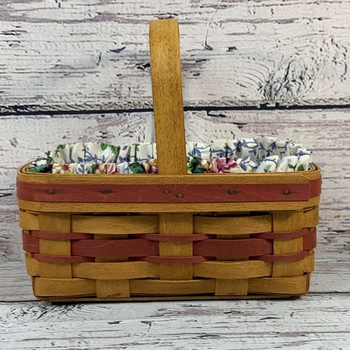 Longaberger 1994 Mother's Day Basket Handwoven Floral Liner Collectible Signed