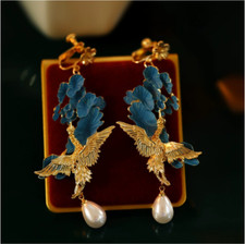 Chinese Earrings with Cloisonn � Ear Clips and Flower Earrings Without Ear Holes