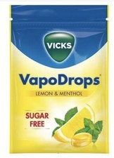 2x Vicks VapoDrops Lemon & Menthol Sugar Free 72g