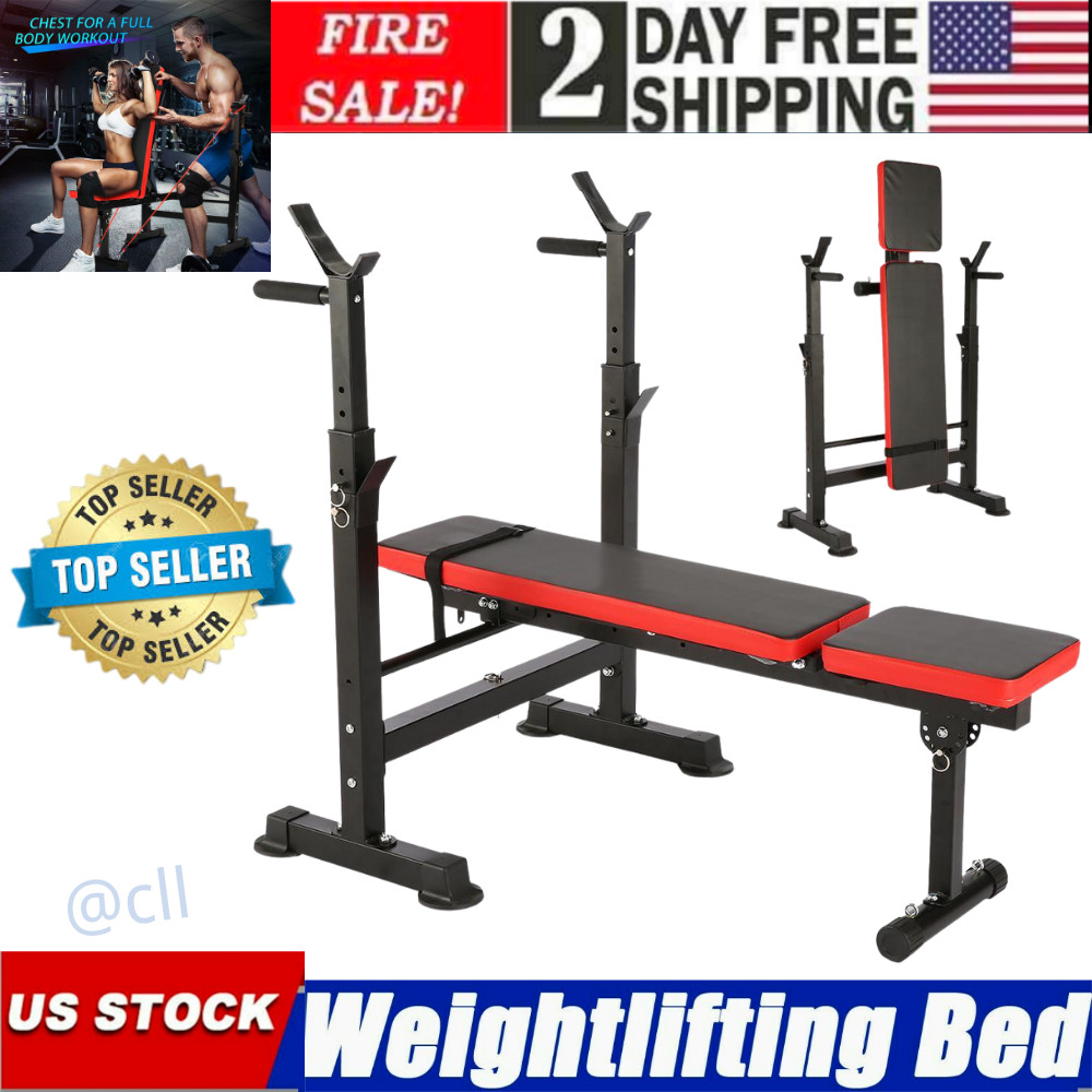 Weight Bench Set#Adjustable Home Gym Press Lifting Barbell Exercise Workout600lb