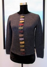 Peruvian Connection Gray Colored Tab Baby Alpaca Sweater Sz XS