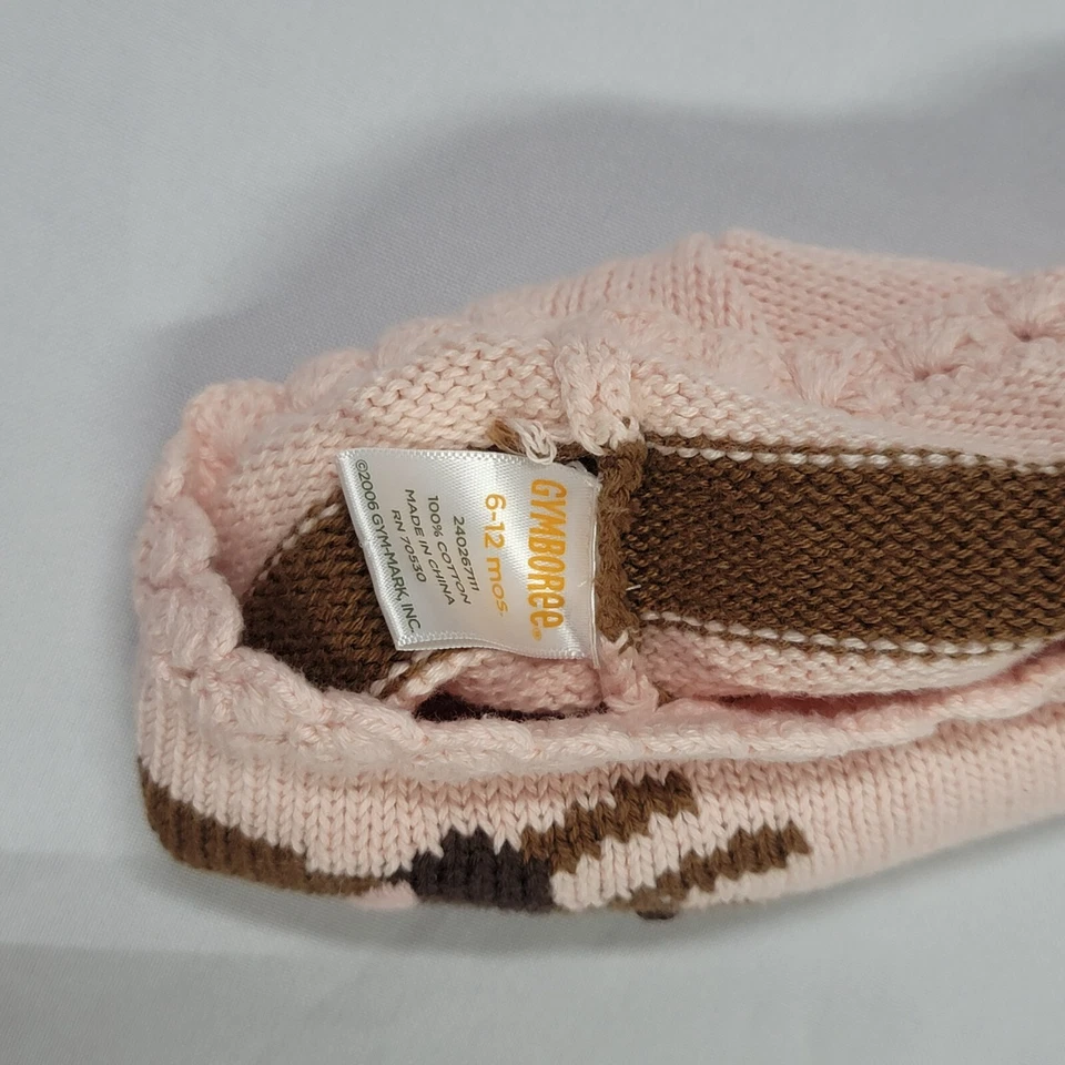 复古 Gymboree Teenie Weenie 小狗 Dachshund 粉红色棕色豆豆帽 6-12 — 第 4/4 张图片