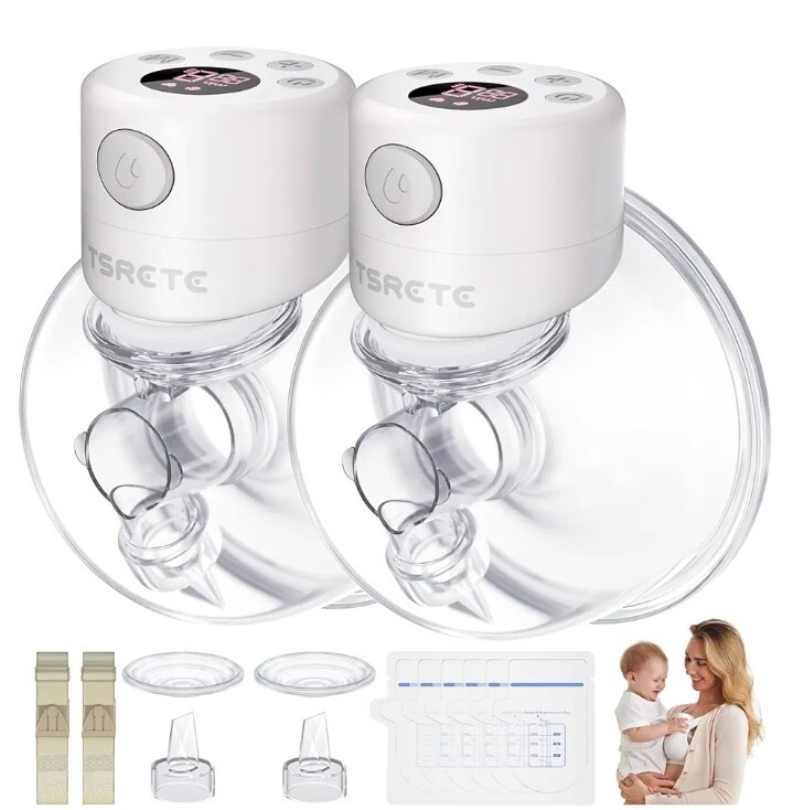 TSRETE Double Electric Hands-Free Wearable Breast Pump for Moms-image