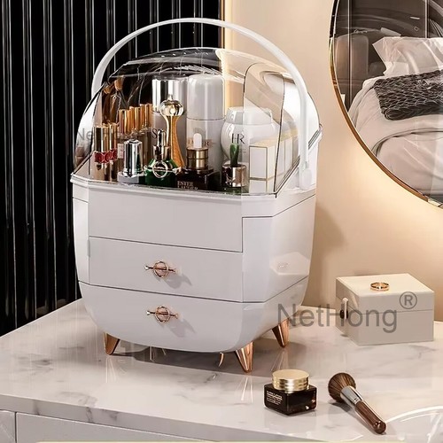 Large Cosmetic Skincare Organiser Tabletop Make-Up Storage Case 2 Drawers Box - Picture 10 of 15