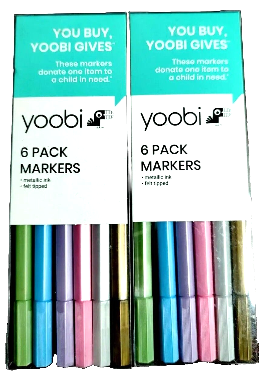 Yoobi Metallic Ink Felt Markers 6 Pack Double Set-image
