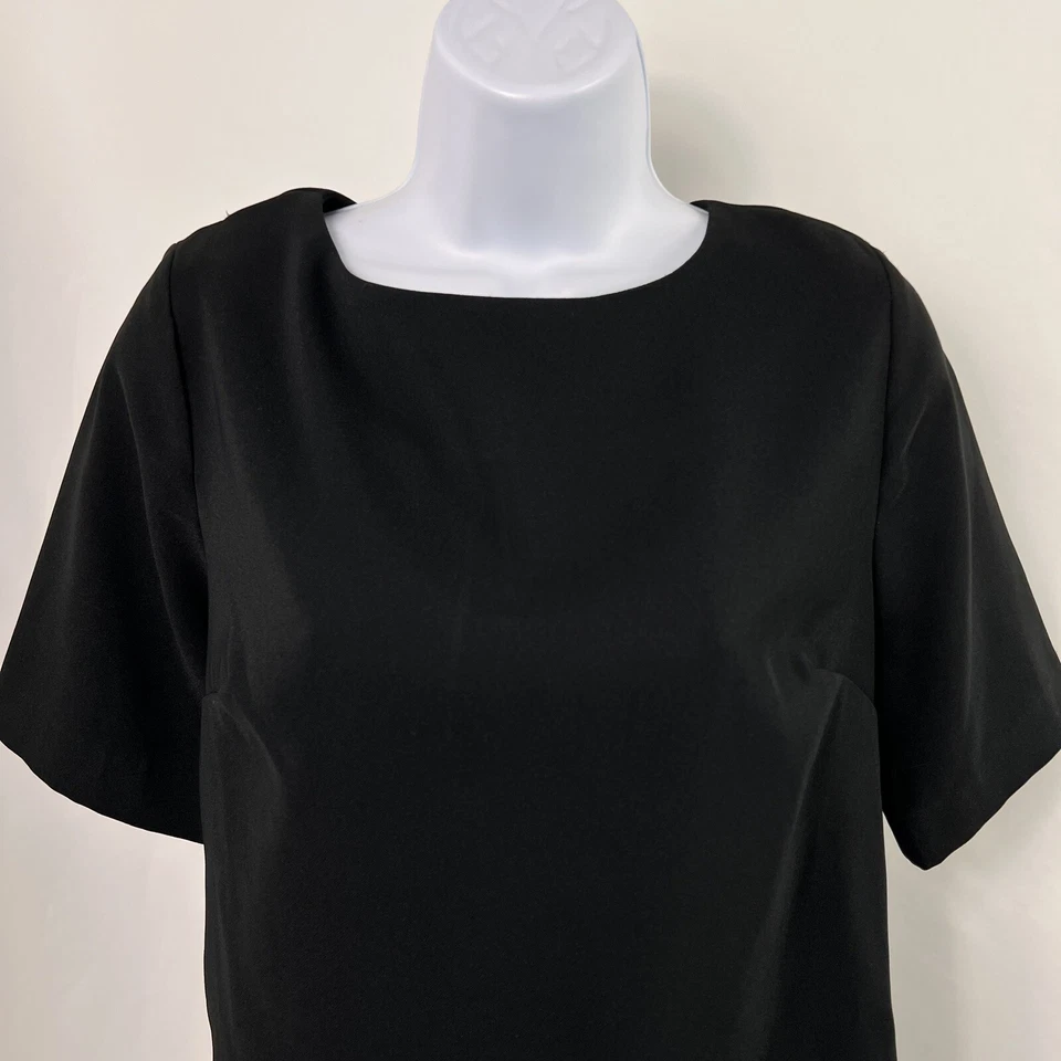 Vestido recto Notations para mujer XS manga corta por encima de la rodilla negro dorado banda elástica Foto 2 de 4