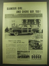 1949 Dodge Coronet Station Wagon Ad - Glamour girl.. and chore boy, too!