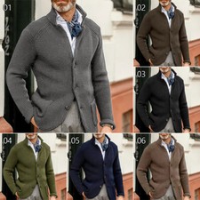 Casual Men Knitted Long Sleeve Jacket Sweater Warm Coat Cardigan Button Tops NEW