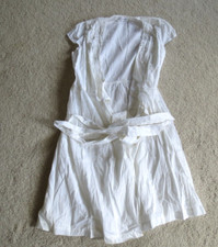 Calvin Klein White Ruffle Collar Short Sleeve Cotton Blend Dress Size 12