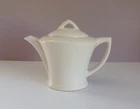 McCoy Ivory Teapot 6" Tall Short Spout W/ Lid 1950s/1960s Art Deco Vintage