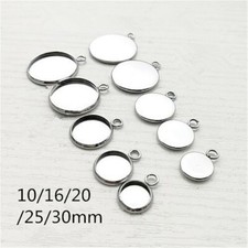 Stainless Steel Pendants Jewelry DIY Round Cabochon Blank Bezel Base Tray