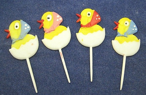 Vintage Easter Hard Plastic Cupcake Pick Cup Cake Ducks In Shell W Hat Spots T38 Ebay
