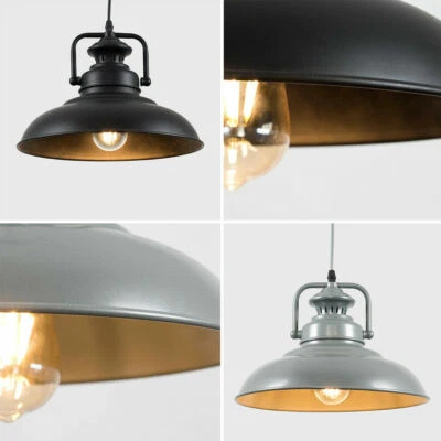 VALUELIGHTS Industrial Suspended Ceiling Pendant Light Fitting Metal Dome LED Filament Bulb