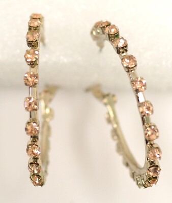 Pink Rhinestones  Designer American Rag CIE Hoop Earrings