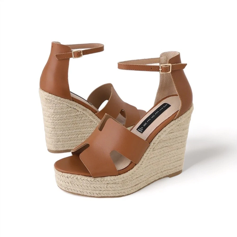 STEVEN By STEVE MADDEN Sirena Cognac Leather H Band Espadrille Sandals 10 NEW