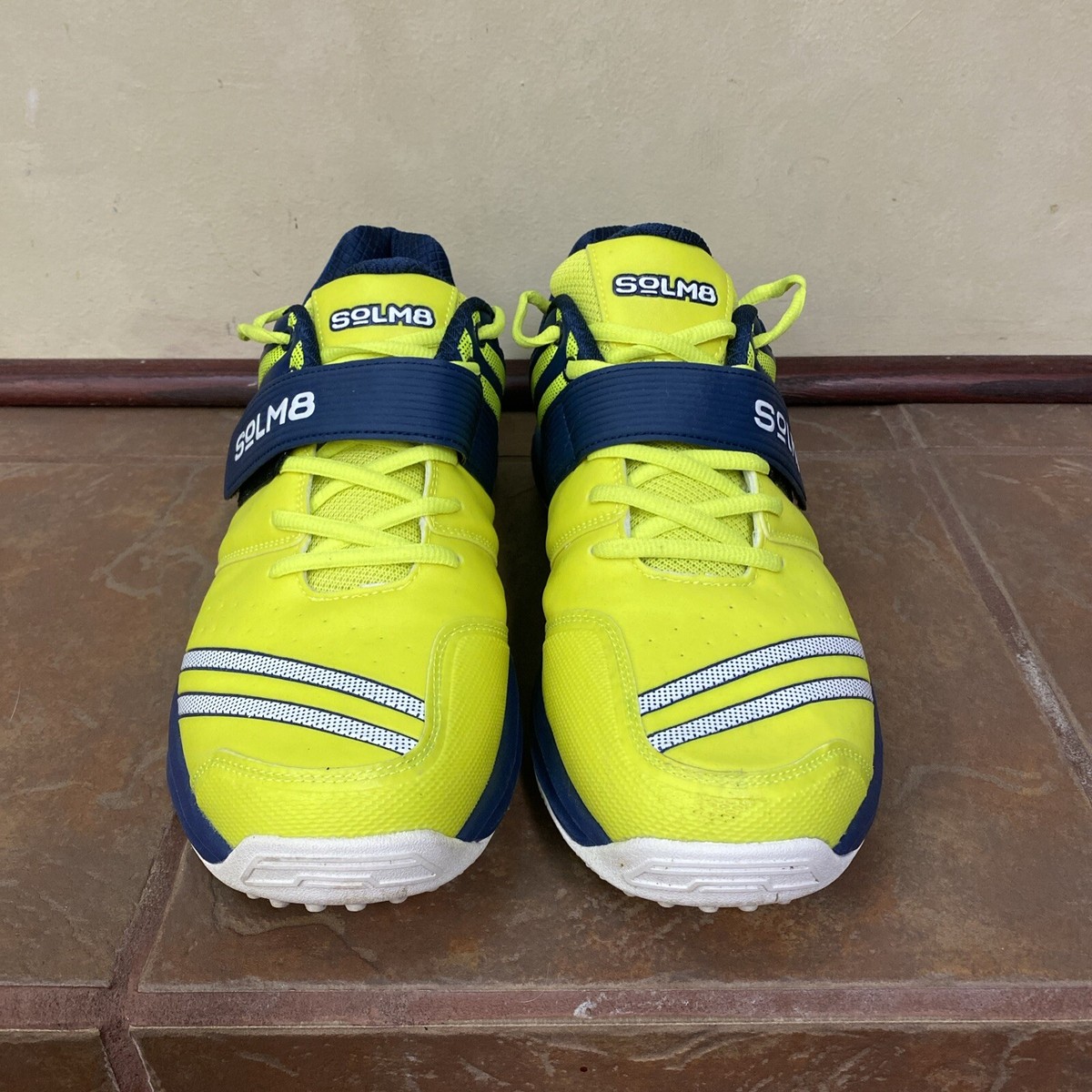 Solm8 S4 Cricket Shoes Mens 12 Rubber Sole Yellow Blue  display picture 1