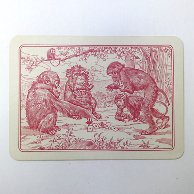 Vintage Single Swap Playing Card Monkeys Playing Cards 5 of