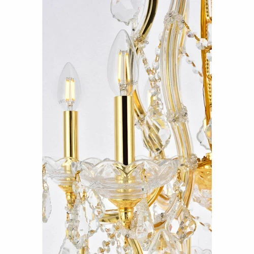 Crystal Chandelier Large Gold Foyer Living or Dining Room 28 Light Fixture 52 in - Picture 7 of 8