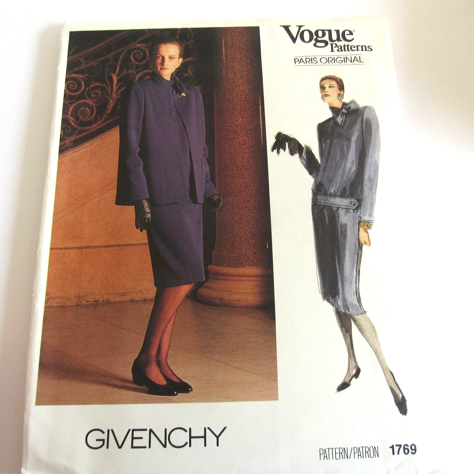 Modello di cucito vintage VOGUE Parigi originale Givenchy #1769 taglia 10 busto 32 5 ff