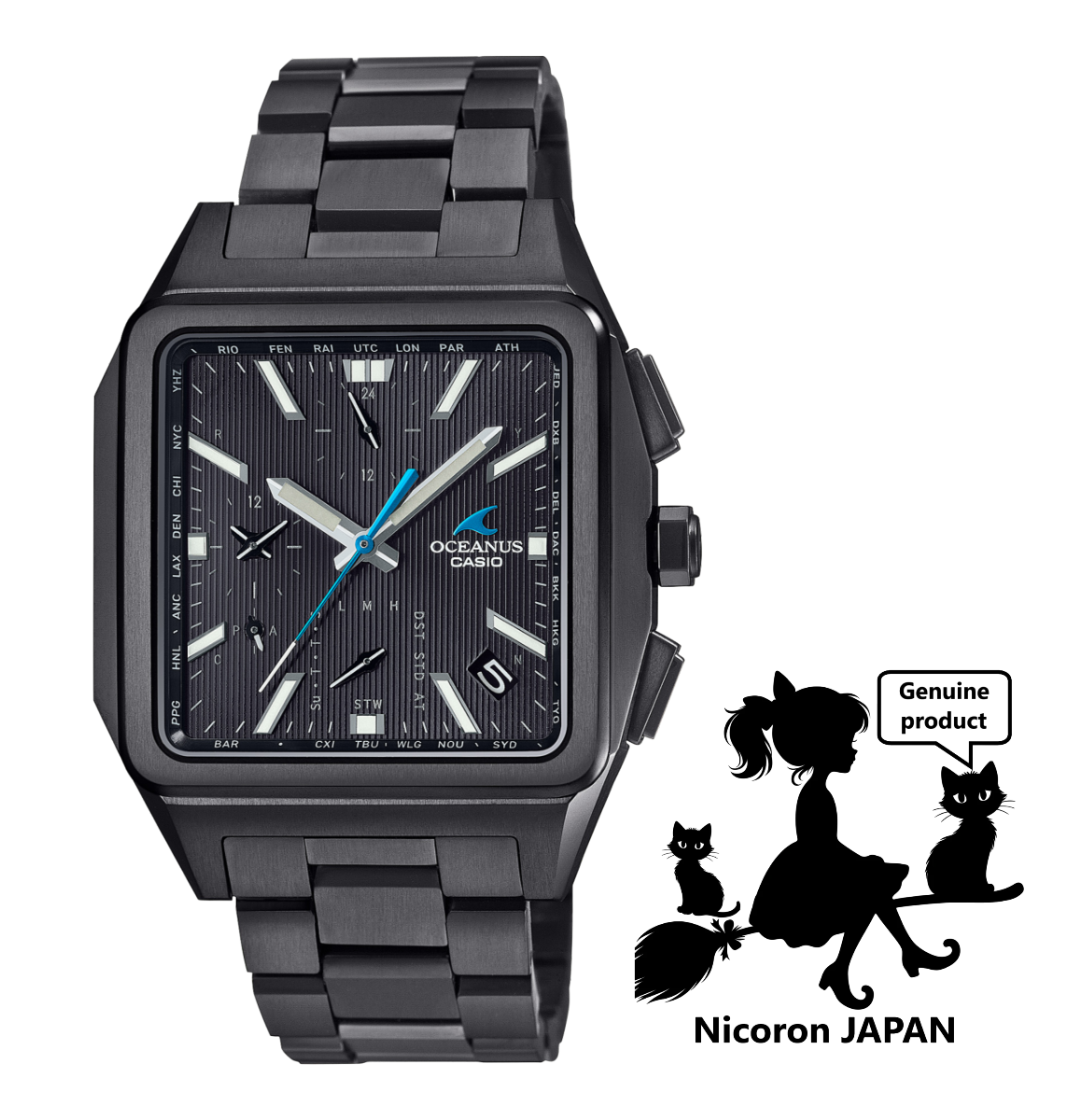 CASIO OCEANUS Mens Watches OCW-T5000B-1AJF Black Square Bluetooth