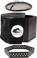 Dragonfire Smokeless Firepit Bundle 23 1/2" Black Steel w/ Cover & Spark Screen