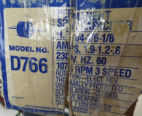 Fasco D766 1/4-1/6-1/8 HP 230 VAC 1075 RPM 3 Speed NEW IN BOX - Picture 3 of 9