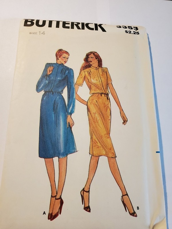 Butterick Misses Loose Fitting Dress 3353 Vintage Pattern Size 14 Variety Sleeve