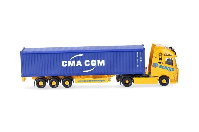 HERPA, VOLVO FH 4x2 con porta-container a 3 assi Acargo -CMA-CGM, 1/87,  HER3... - Immagine 4 di 4