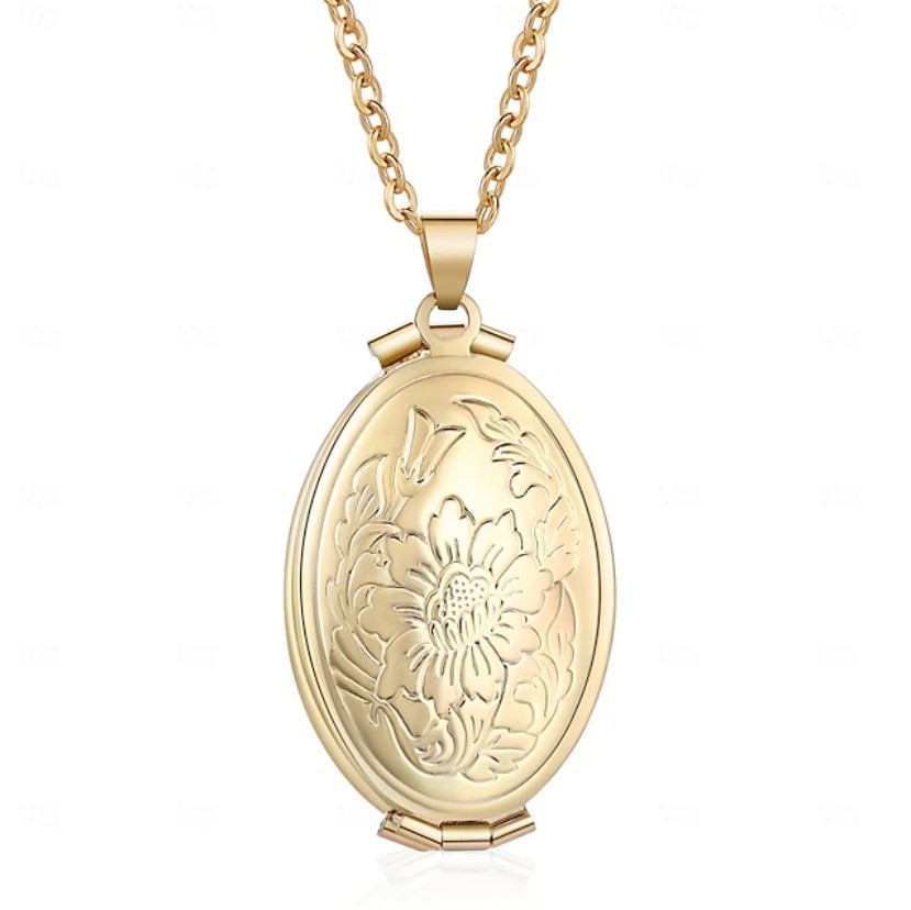 Gold Multi Photo Locket Necklace Expandable Family Memory Keepsake Pendant Gift