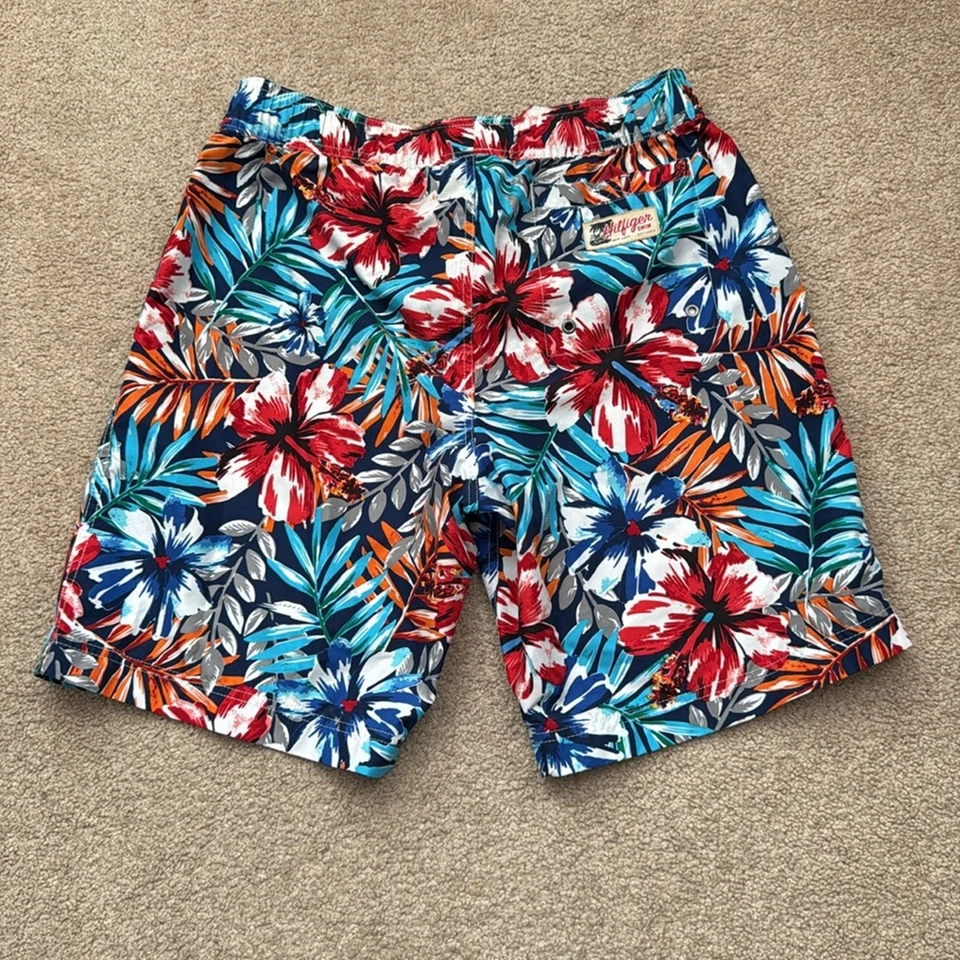 Tommy Hilfiger Men's Hawaiian Floral Swim Trunks Board Shorts Size Medium - Image 3 of 4